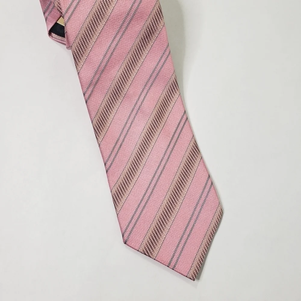 Villa Bolgheri pink gray stripe silk tie